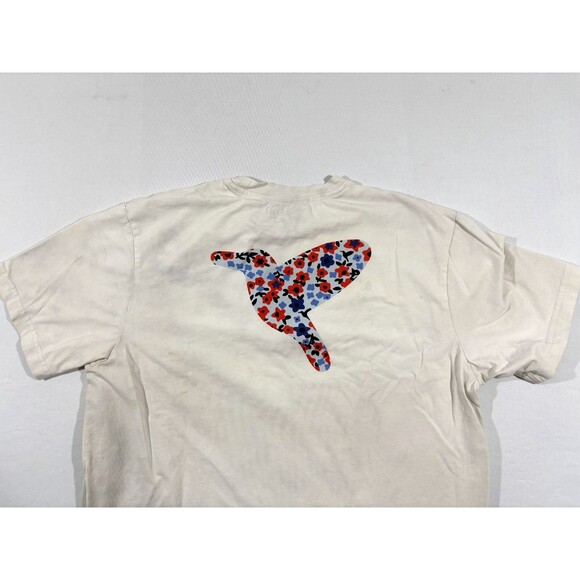 Bird Dogs Mens White Floral Print Short Sleeve Graphic T-shirt Crew Sz M Stains - Picture 1 of 14